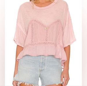 Free People ruffle tee pink t-shirt